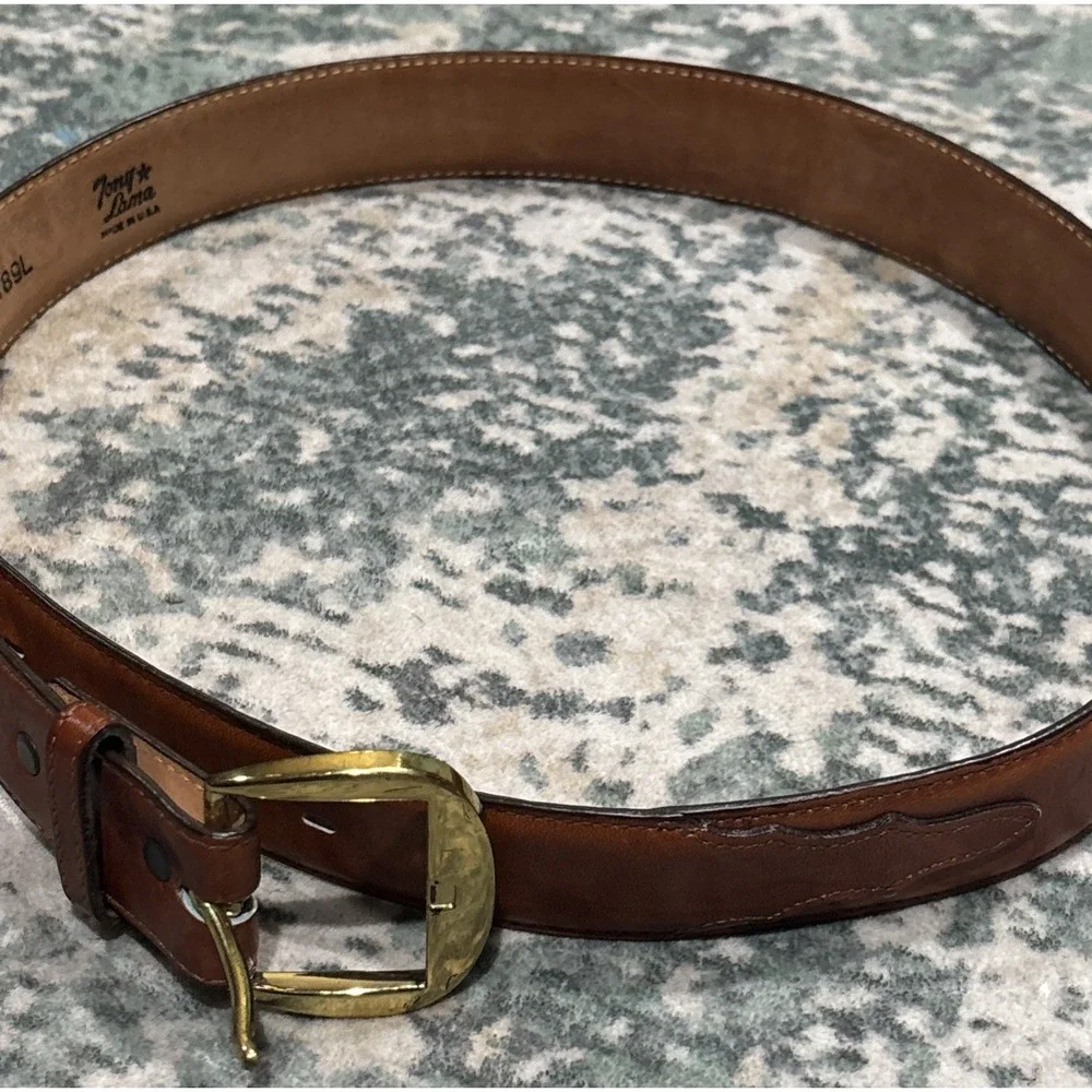 Tony Lama Vintage Western Leather Cowboy Belt Size 36 Brown Style 0189L